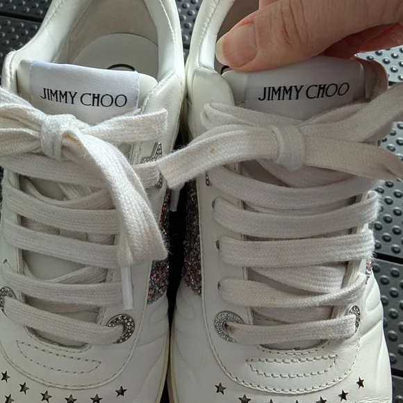 Jimmy Choo White Sneakers with Glitter Detail - Picture 6 of 10